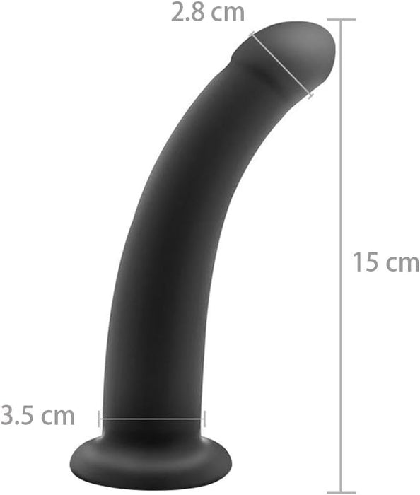 Realistic silicone dildo with curved tip and strong suction cup attachment