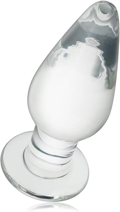 Conical glass anal plug with G-spot stimulation and temperature effect