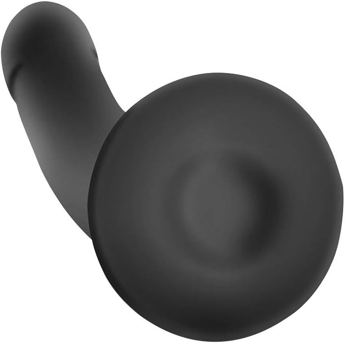 Realistic silicone dildo with curved tip and strong suction cup attachment