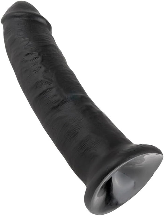 King Cock 22.9 cm juodos spalvos realistiškas dildo su stipria prisitvirtinimo baze