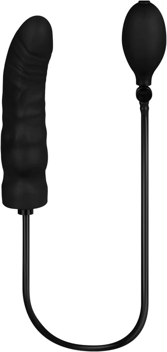 Natural 19 cm inflatable dildo with blow-off button and convenient pump