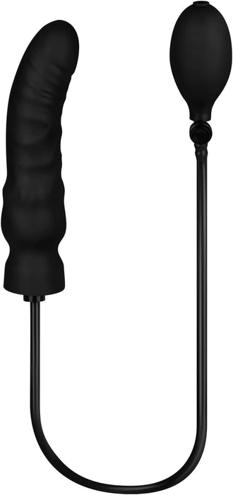 Natural 19 cm inflatable dildo with blow-off button and convenient pump