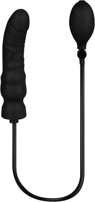 Natural 19 cm inflatable dildo with blow-off button and convenient pump