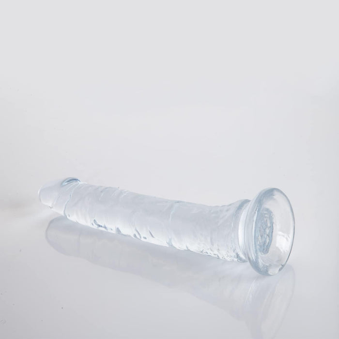 21 cm realistic dildo with strong grip base - transparent and powerful
