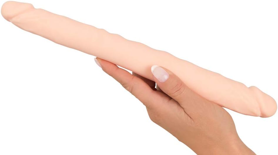 Dvigubas odos spalvos dildo su glomis ir vena 30,5 cm ilgio