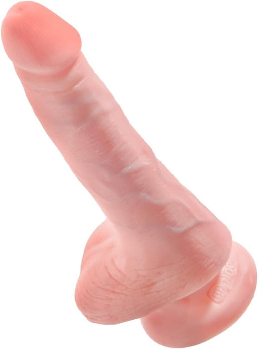 Vibruojantis 6 colių dildo su sėklidėmis ir realistiškomis detalėmis