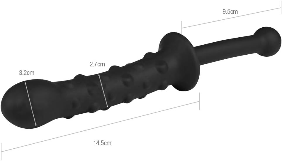 Silicone dildo with handle and beads for pleasure for men and women