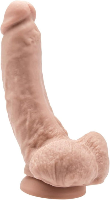 Juodas 20,5 cm ilgio falos formos žaislas su kiaušiniais