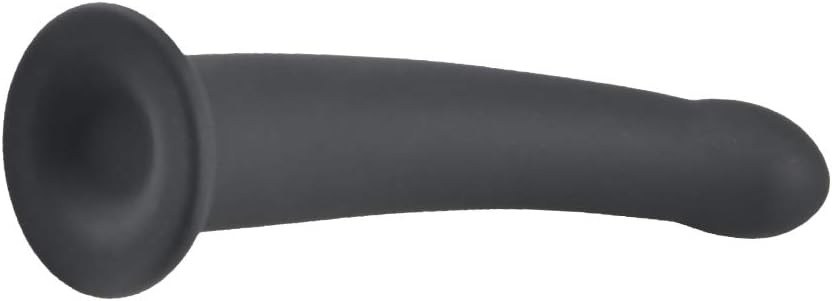 Realistic silicone dildo with curved tip and strong suction cup attachment