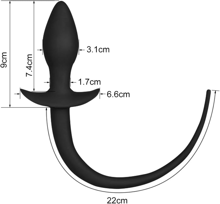 Silikoninis Analinis Kaištis su Ilgu Šuniuko Uodegos Aksesuaru Intymiems Žaidimams
