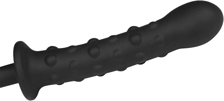 Silicone dildo with handle and beads for pleasure for men and women