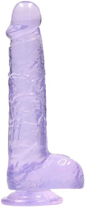 Crystal Clear Dildo with Firm Grip Base - Purple 6 Inch