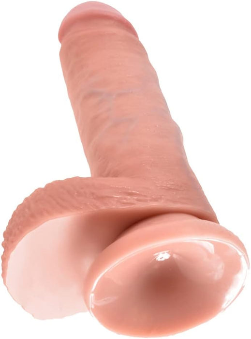 King Cock natural-colored dildo with balls, 17.8 cm