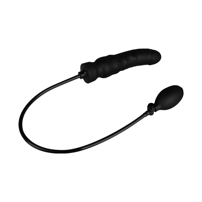 Natural 19 cm inflatable dildo with blow-off button and convenient pump