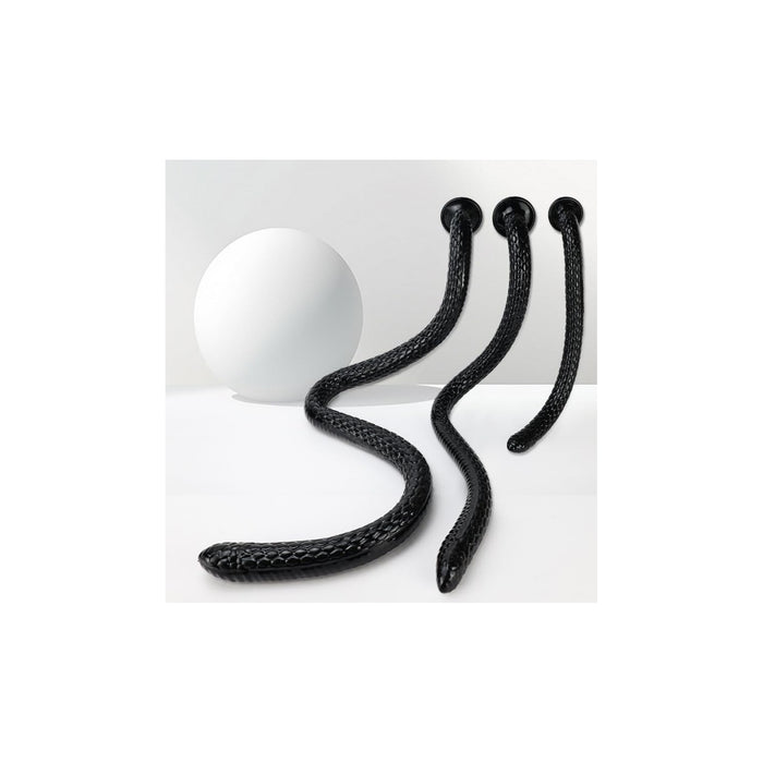 Extra long realistic dildo with snakeskin texture and strong attachment cushion