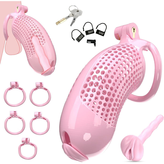 Deluxe male penis cage with female vagina and rings XXL Aistra Deluxe male penis cage with female vagina and rings XXL Aistra