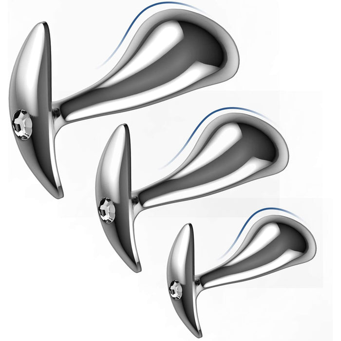 Metalinė Analinė Rinkinys su Trys Dydžiai ir Skaidriu Kristalu Moters ir Vyrams