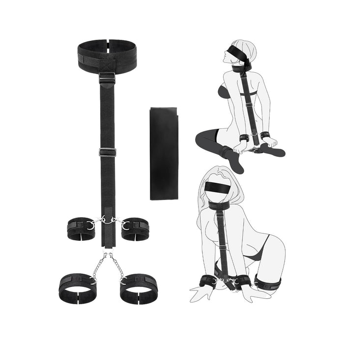 BDSM Bondage rinkinys poroms su reguliuojamomis rankų ir kojų antrankiais