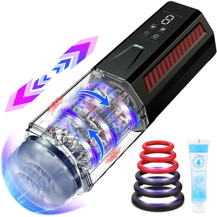 Electric masturbator for men with LED modes - pulse, rotation and vibration