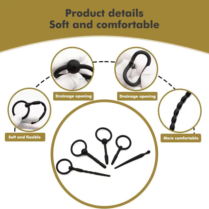 8 Piece Silicone Dilator Set with Penis Ring and Urethral Stimulation