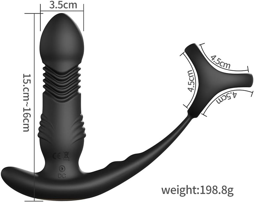 Anal massager for men with 10 vibrations and a stimulating penis ring