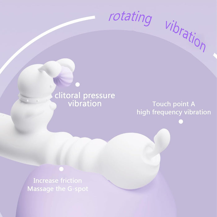 Silicone heated rabbit vibrator with 4 functions for women