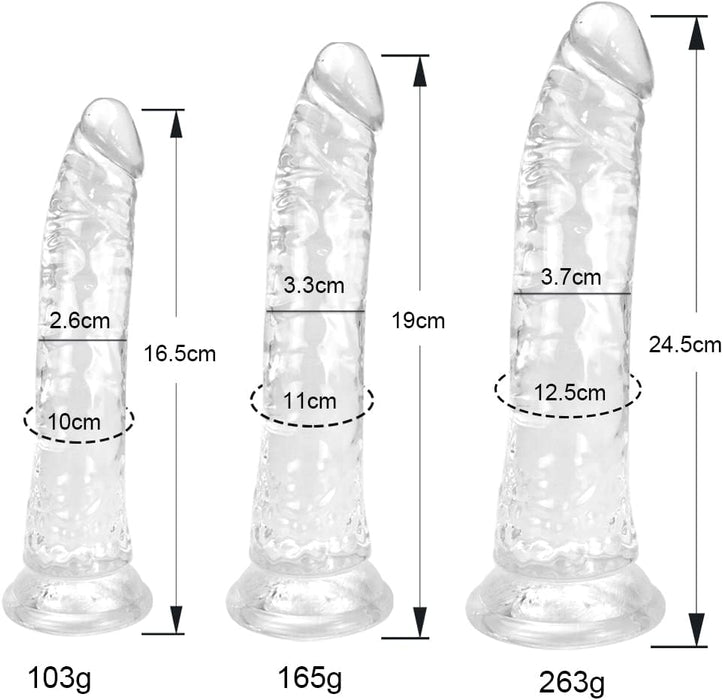 Clear dildo set with strong suction cup attachment – ​​3 sizes of realism