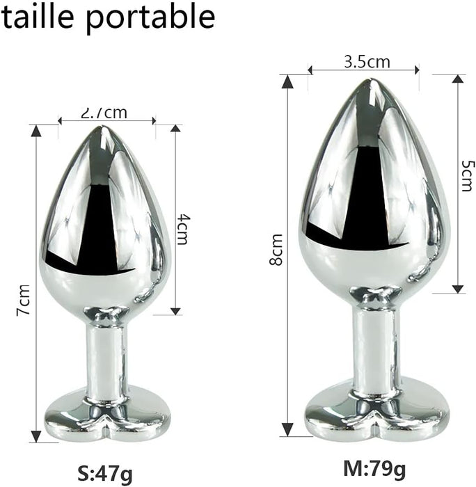 Metal Anal Plugs Set of 2 Sizes with Crystal – Delicate for Women and Men