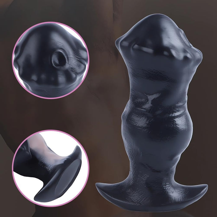 Realistic black horse-shaped anal plug made of liquid silicone (S)