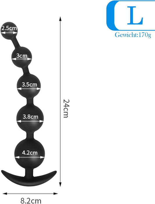 Flexible silicone anal chain with 5 balls - long anal toy