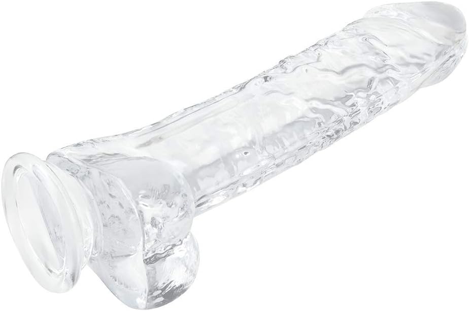Natural looking transparent Dildo, flexible, with strong attachment base, size L 19 cm