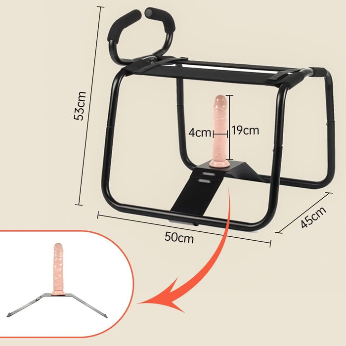 Patogus ir universalus BDSM lyties suoliukas su silikoniniu dildo ir rankena