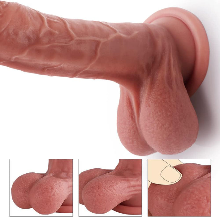 Realistic 21 cm silicone dildo with a strong screw-on base and realistic texture