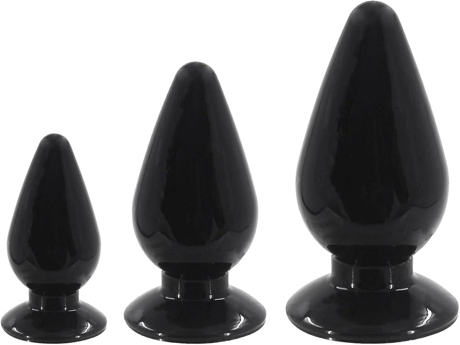 Classic 3-piece large anal plug with strong suction base