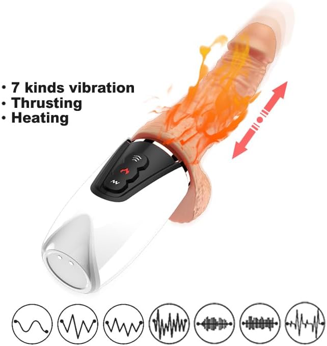 Dildo vibrator with 7 different movement and vibration modes, heated, ergonomic design