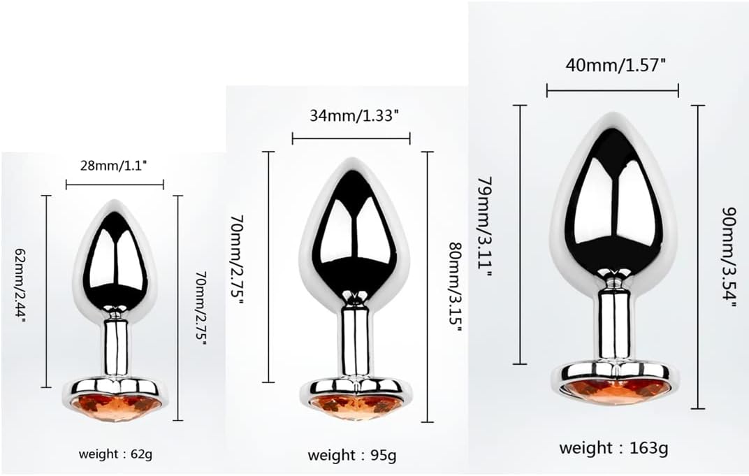 Edelstahl Analplug Set mit Kristall Herzförmig Stoss für Paare
