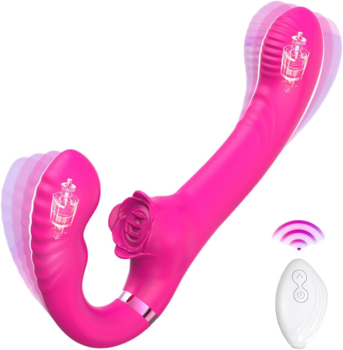 Dual Stimulation Vibrator With Clitoral Stimulator And Pulsation