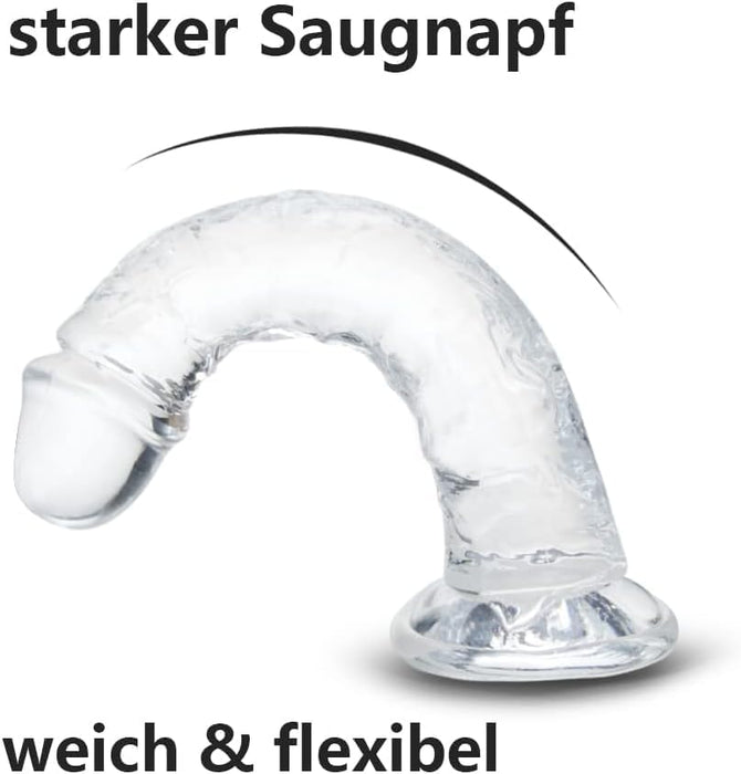 6.3 inch soft realistic dildo for women with strong attachment base