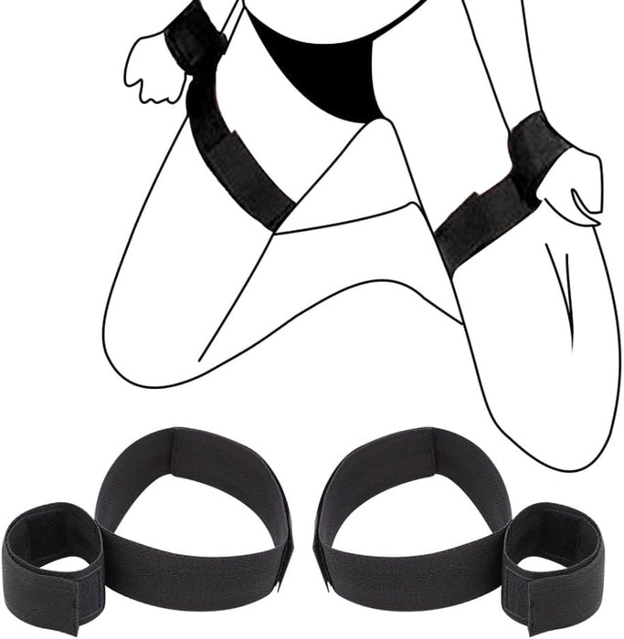 Hand and thigh cuffs with adjustable loops - soft BDSM restraint set
