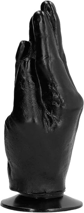 Juodas X-Man dildo su rankos forma ir stipria prisiklijuojančia siurbtuku