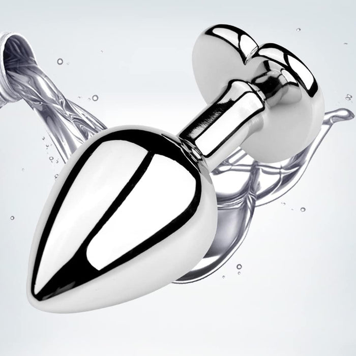 Edelstahl Analplug Set mit Kristall Herzförmig Stoss für Paare