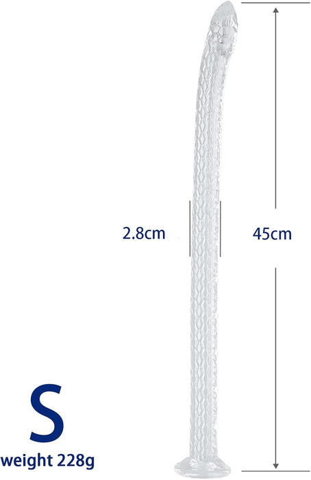 45 cm long realistic dildo with a strong suction cup and a unique leather pattern texture