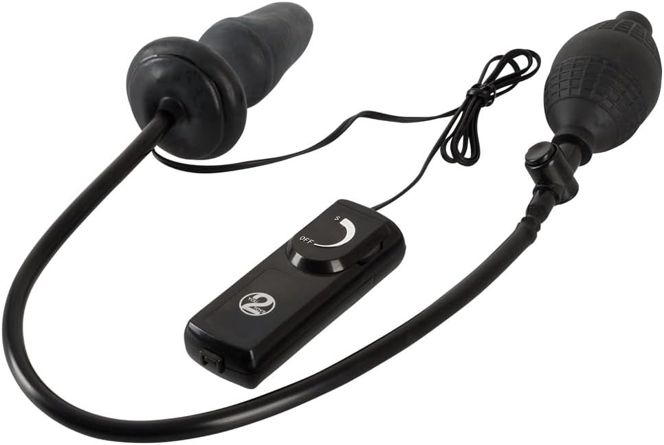 Transparent, black anal plug with remote control and pump