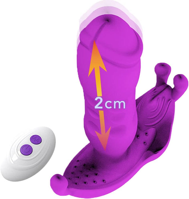 Dual-motor butterfly vibrator with telescopic function and 10 modes