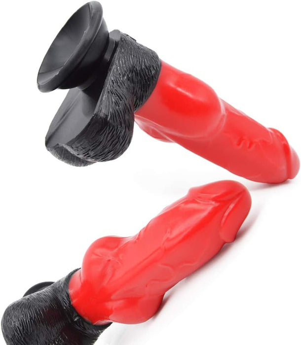 Realistic silicone dildo with knot, sexy red, 16.5 cm