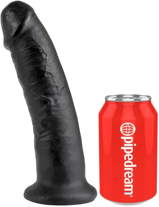 King Cock 22.9 cm juodos spalvos realistiškas dildo su stipria prisitvirtinimo baze