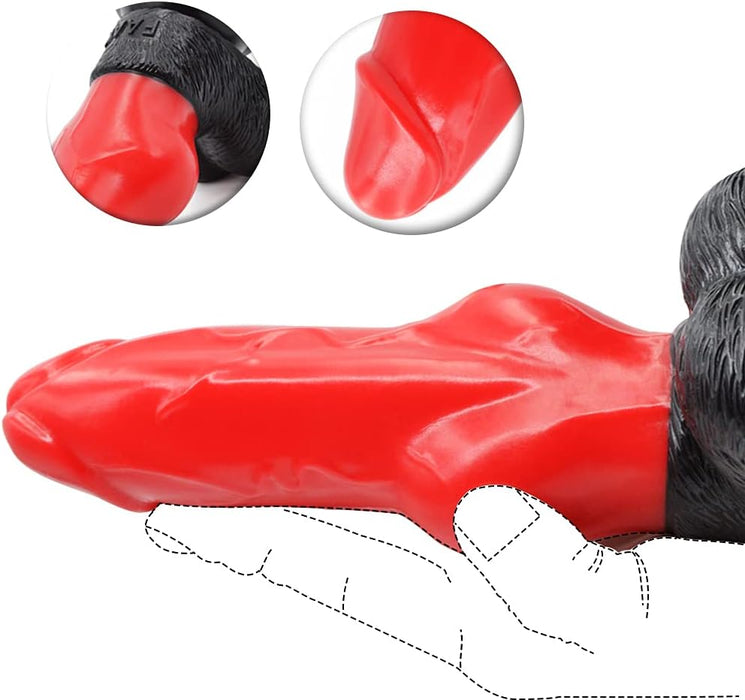 Realistic silicone dildo with knot, sexy red, 16.5 cm