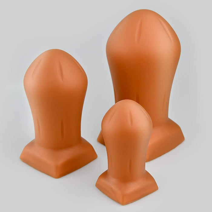 Soft silicone anal plug with gold glitter and three sizes