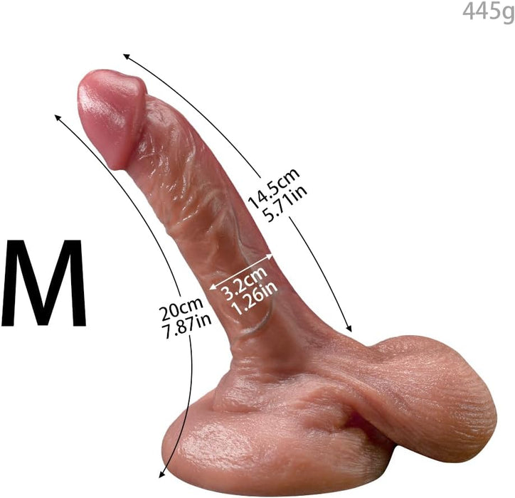 Naturalistic silicone dildo with a strong clamping head and realistic design