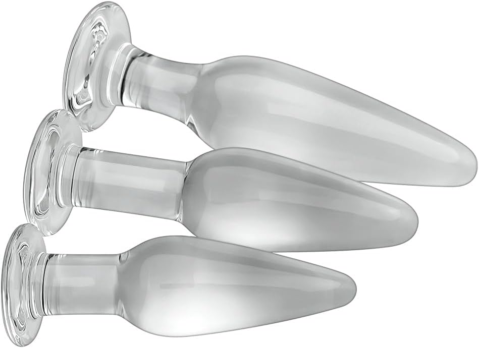 Elegant glass anal plug 3-piece set for temperature play